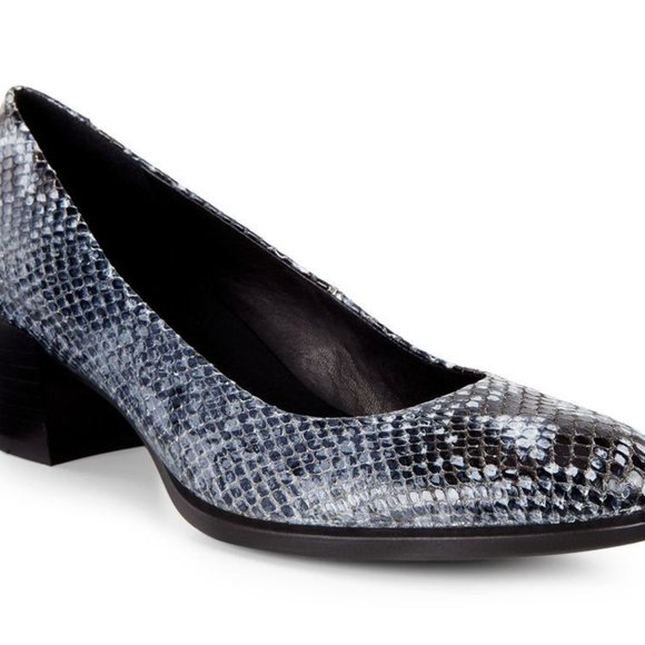 Ecco Snake Shape 35 Mod Block Heel Dress Leather Pump Reptile Python Shoes 9 - Picture 2 of 3